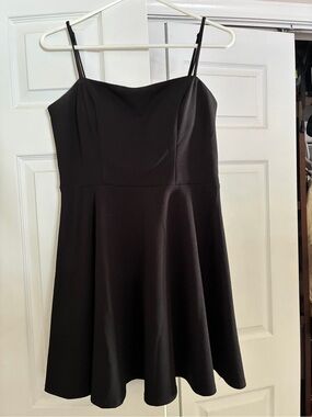 B. Smart Black Mini Spaghetti Strap Fit-and-Flare Dress